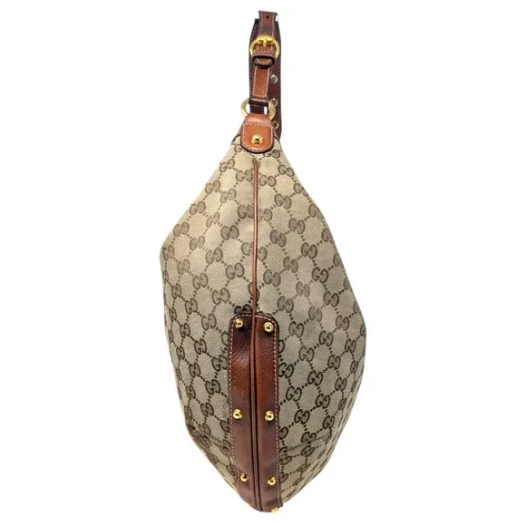 GUCCI Monogram GG Large Biba Studded Hobo Brown - Picture 6 of 12